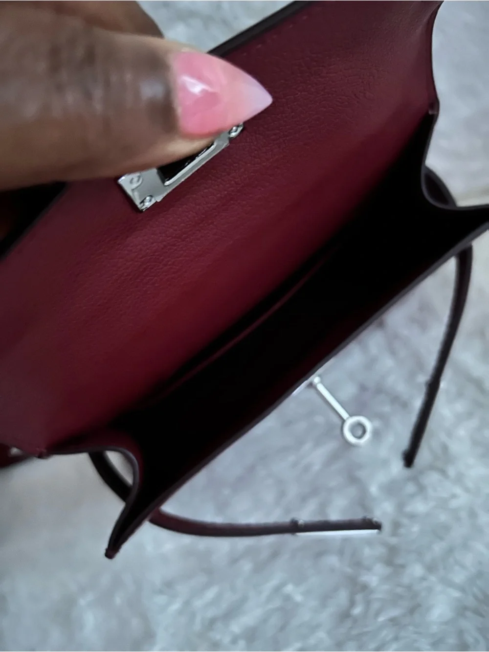 The vault label  Eva 19 Structured Bag in Deep Burgundy